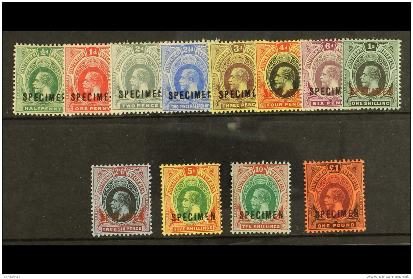 1912 Geo V Set To &pound;1 Complete, Overprinted "Specimen", SG 45s/56s, Very Fine And Fresh Mint. (12 Stamps) For... - Nigeria (...-1960)