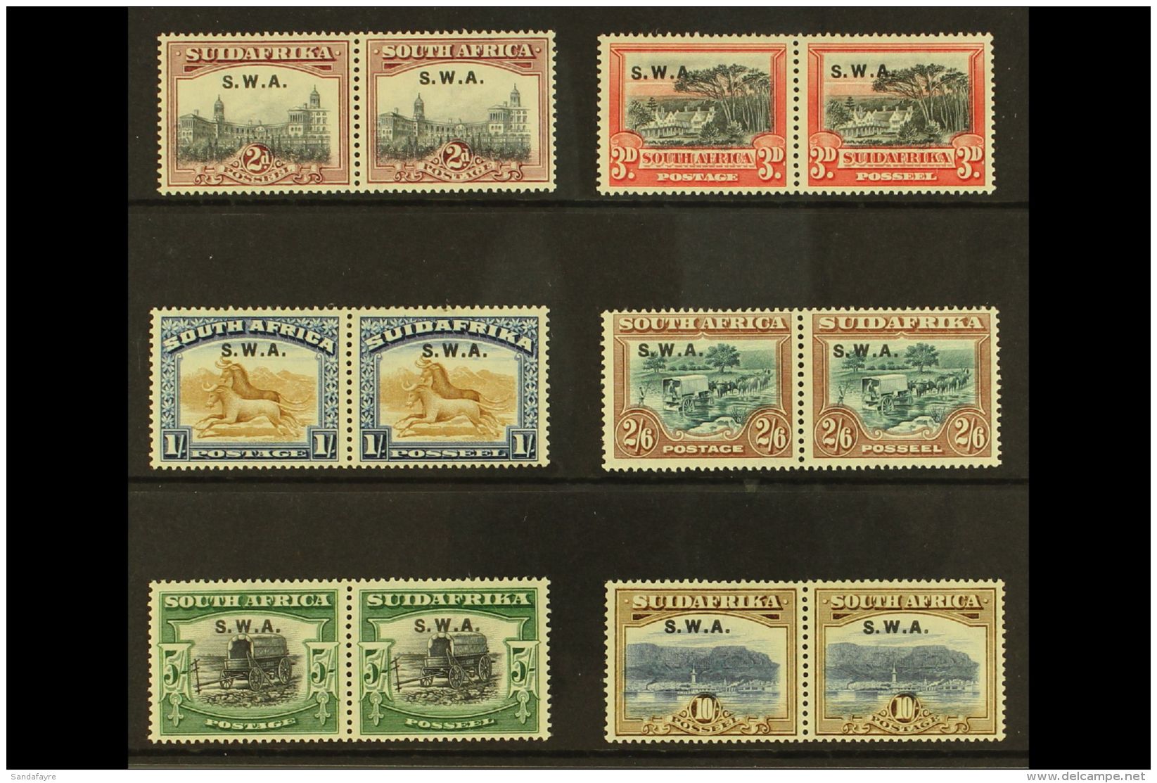 1927-30 "S.W.A." Opt'd Mint Selection With Values To 5s &amp; 10s. Lovely (6 Pairs) For More Images, Please Visit... - Africa Del Sud-Ovest (1923-1990)