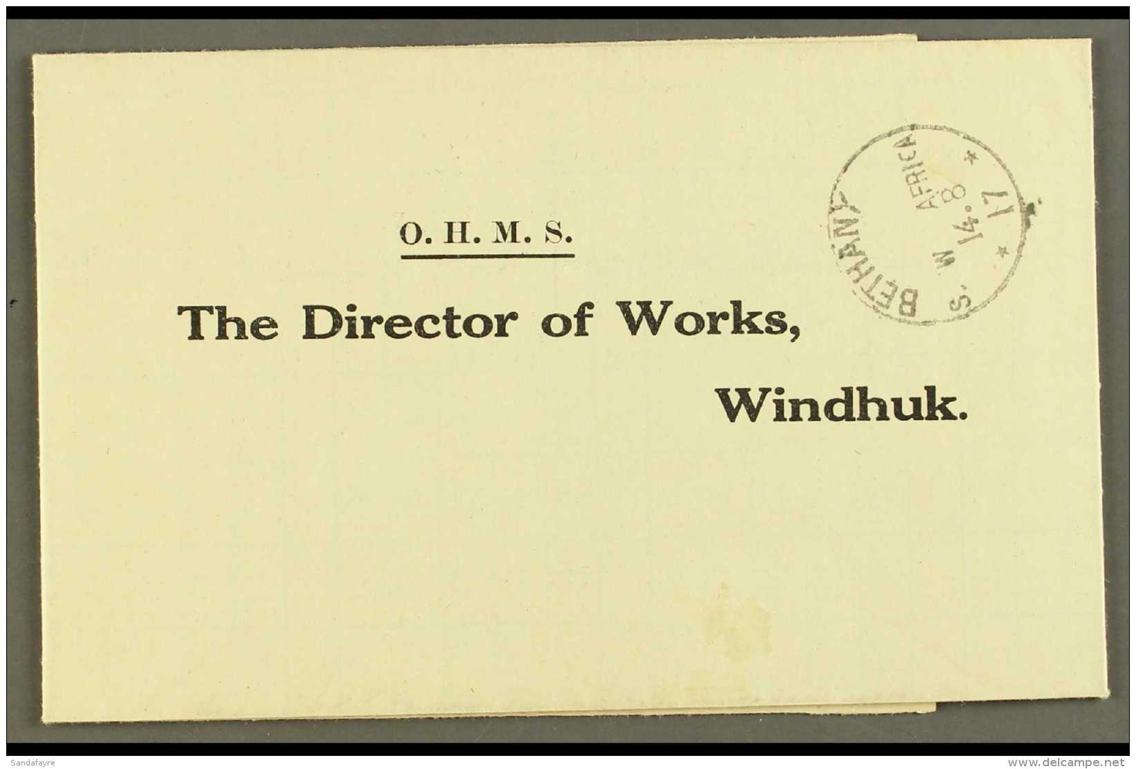 1917 (14 Aug) A Document Detailing Rain Fall Information For July, Folded With Printed "O.H.M.S." And Address To... - Africa Del Sud-Ovest (1923-1990)