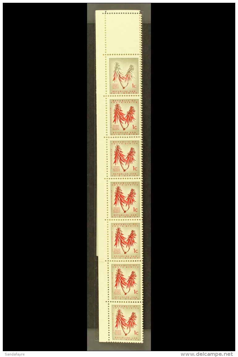 RSA VARIETY 1963-7 1c Red &amp; Olive-grey, Type II, Wmk RSA, Complete Vertical Strip Of 20 (R1-20/1) With RED... - Non Classificati