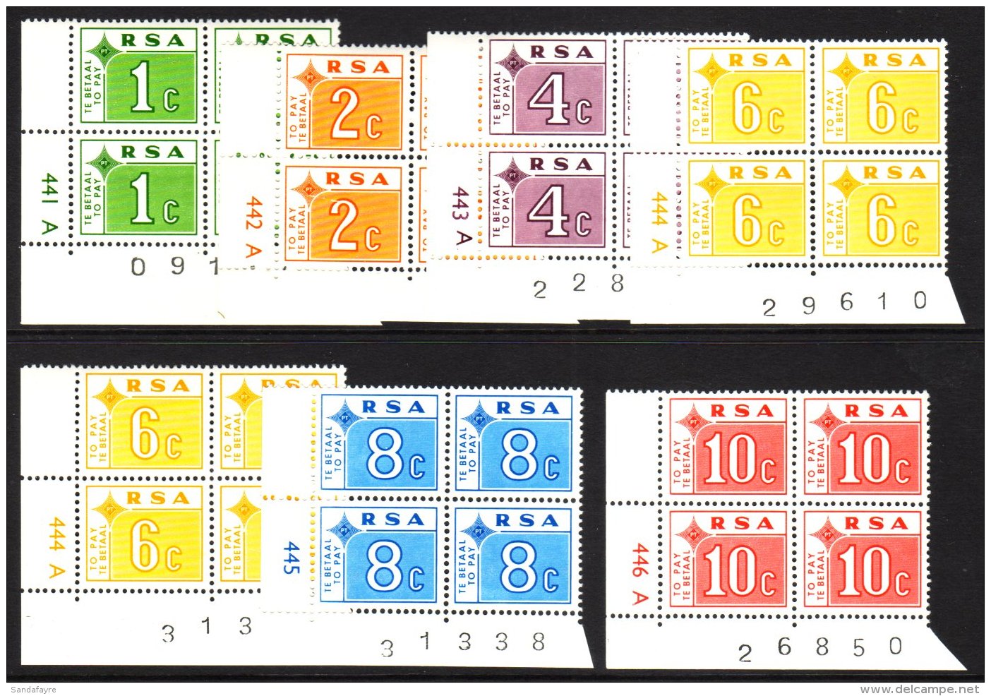 POSTAGE DUE 1972 Complete Set, SG D75/D80, In Superb Never Hinged Mint Control Blocks Of Four, Including 6c Both... - Non Classificati