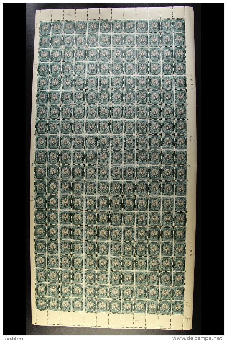 OFFICIALS - FULL SHEET 1937 &frac12;d Grey &amp; Green, Complete Sheet Of 240 (120 Pairs) With Sheet Numbers In... - Non Classificati