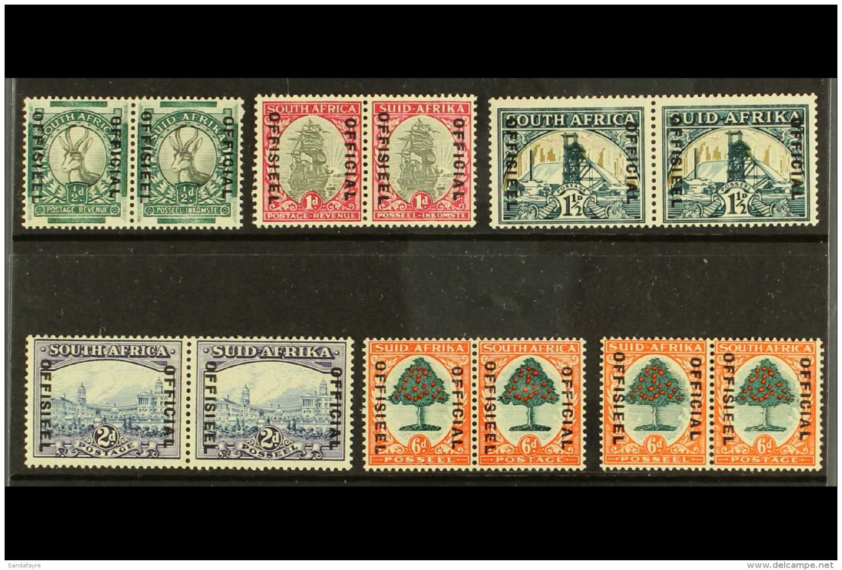 OFFICIAL 1935-49 ("SUID-AFRIKA" Hyphenated, Overprint Reading Downwards With "OFFICIAL" At Right) Set To 6d Die I... - Non Classificati