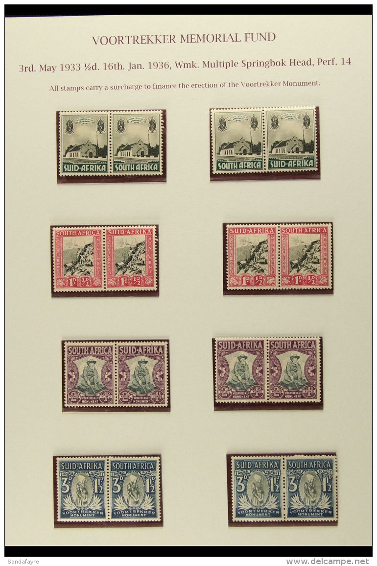 1933-1952 FINE MINT COLLECTION Written Up On Hingeless Leaves, Inc (all As Horiz Pairs) 1933-36 Voortrekker Sets... - Non Classificati