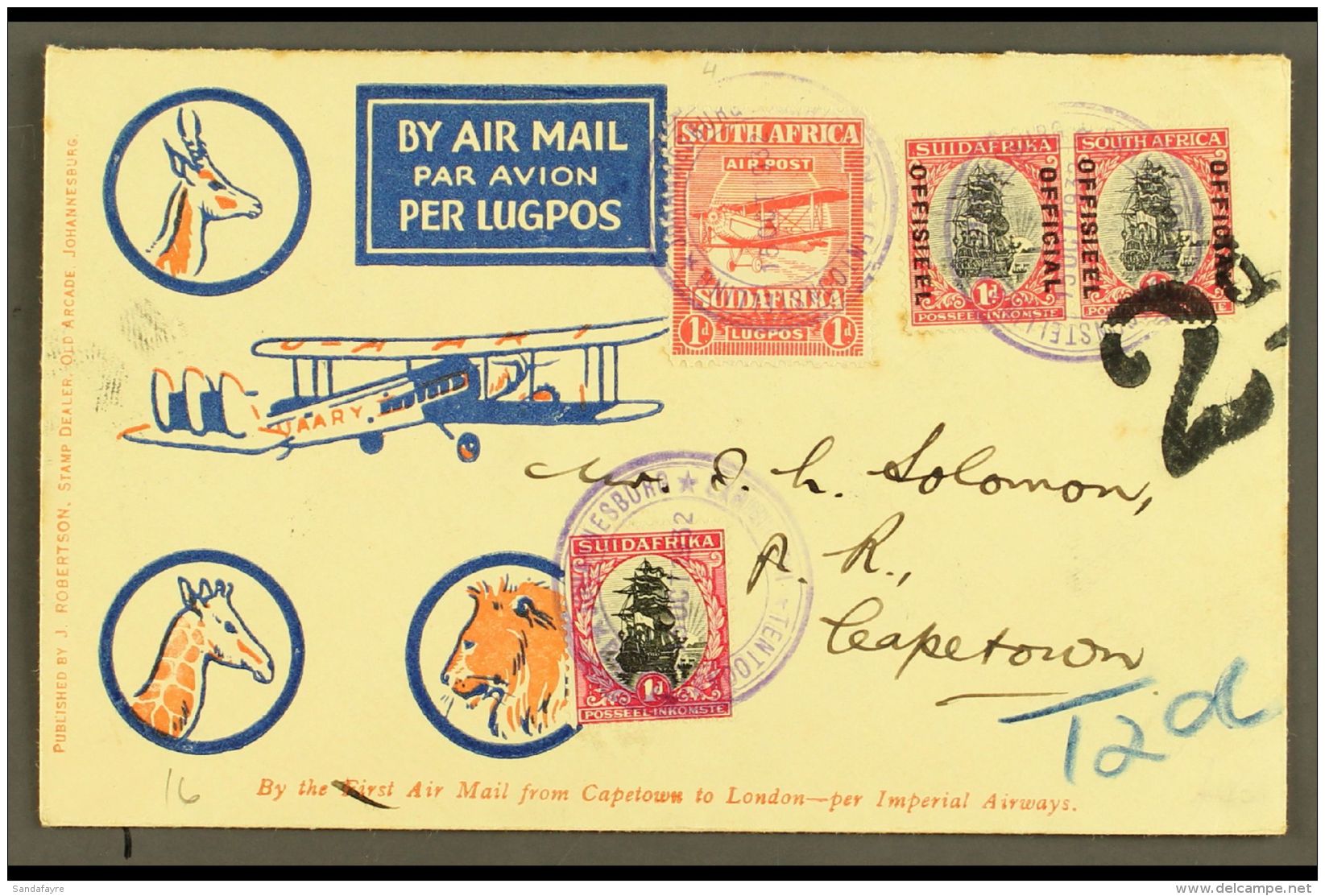 1932 EXHIBITION COVER Imperial Airways First Flight Envelope With 1925 1d Airmail, 1d Official Pair &amp; 1d... - Non Classificati