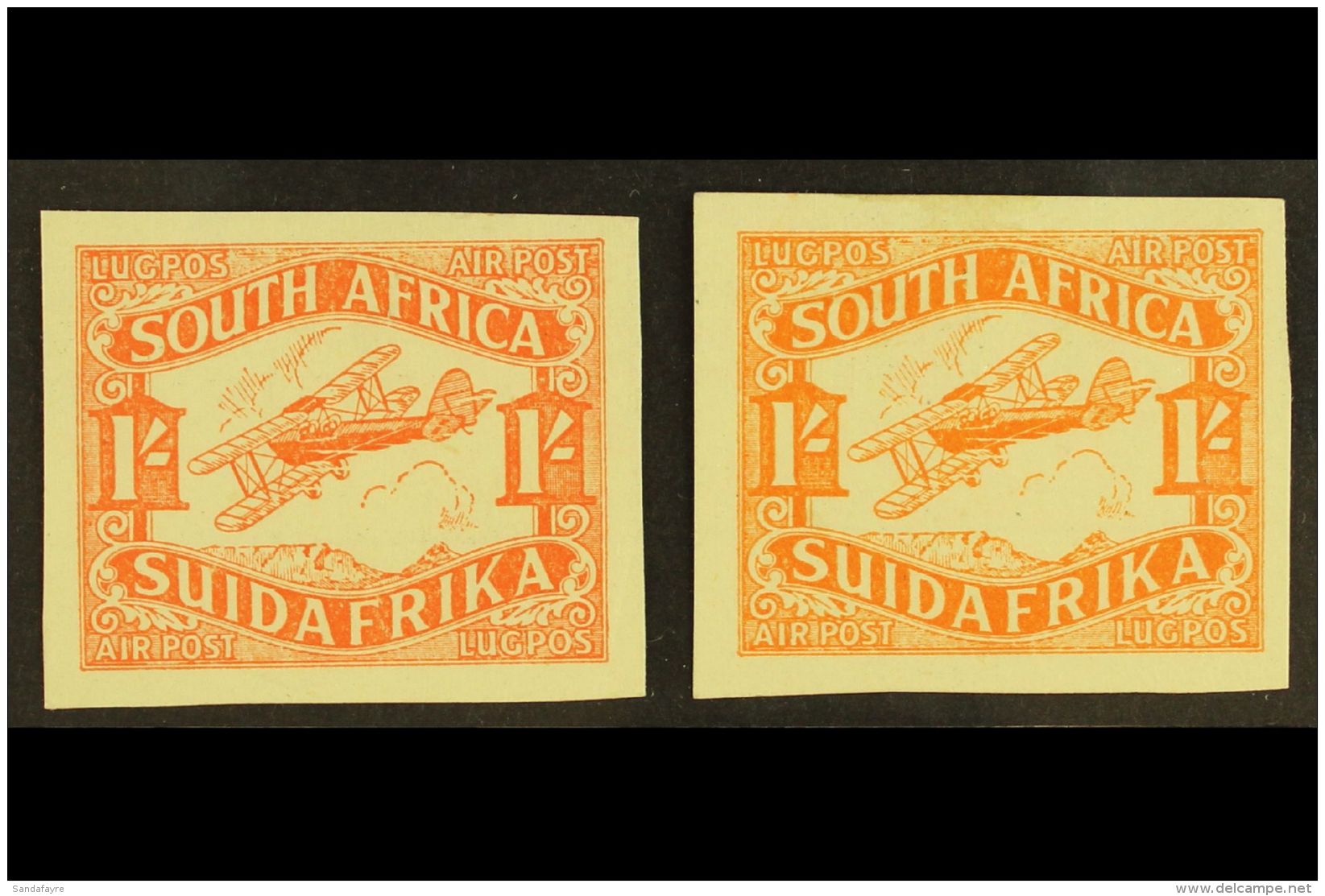 1929 1s Airmail COLOUR TRIALS - Singles In Orange And Orange-vermilion, Printed On The Back Of Obsolete Government... - Non Classificati