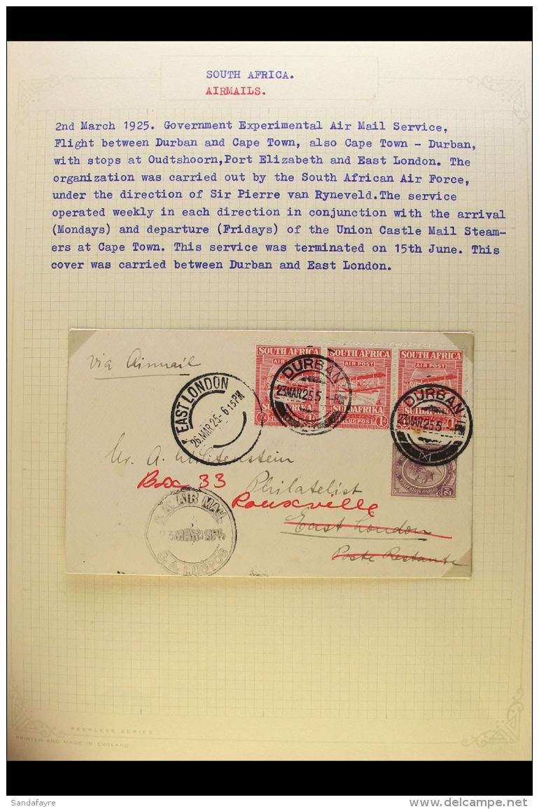 1925-76 AIRMAILS &amp; FIRST FLIGHTS COLLECTION Covers &amp; Postcards, Neatly Written Up On Album Pages, Includes... - Non Classificati