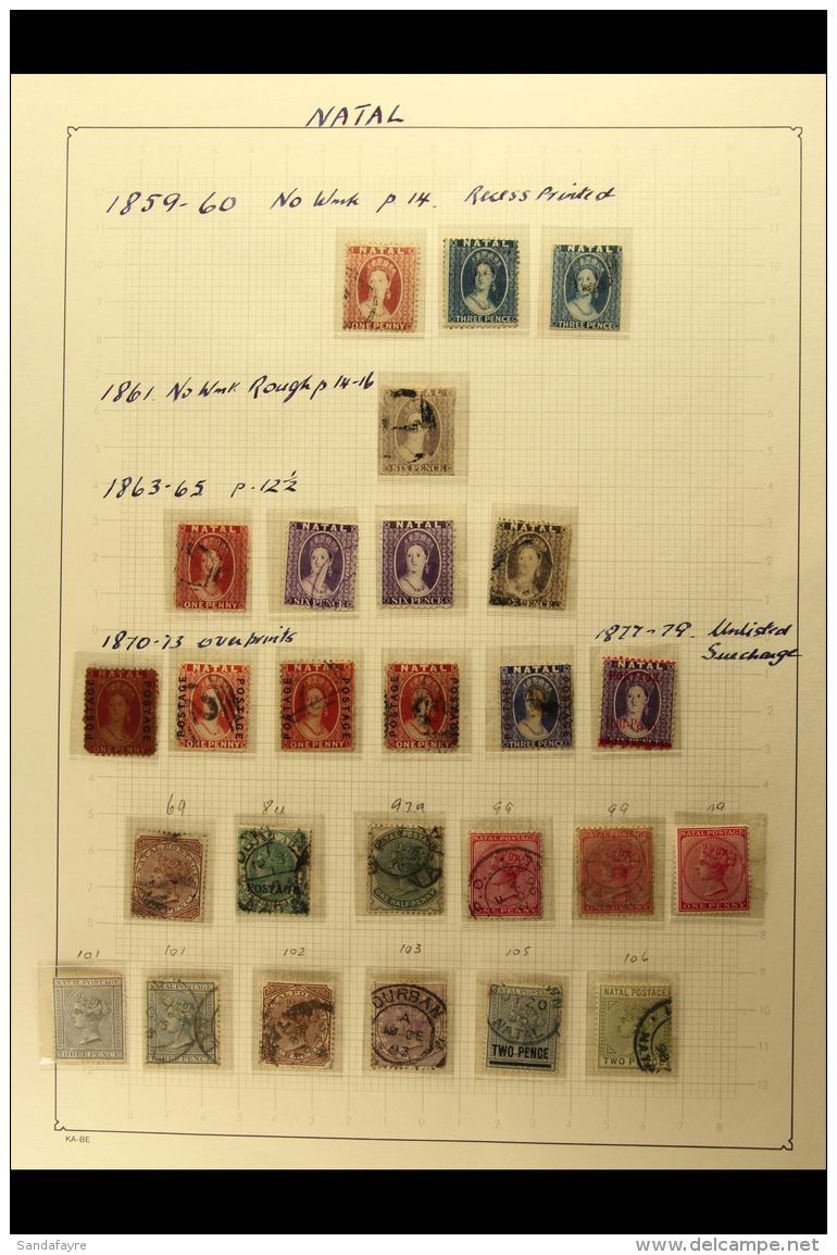 NATAL 1859-1903 Chiefly Used Collection On An Album Page, Includes 1859-60 1d Rose-red And 3d Blue, 1861-62 6d... - Non Classificati