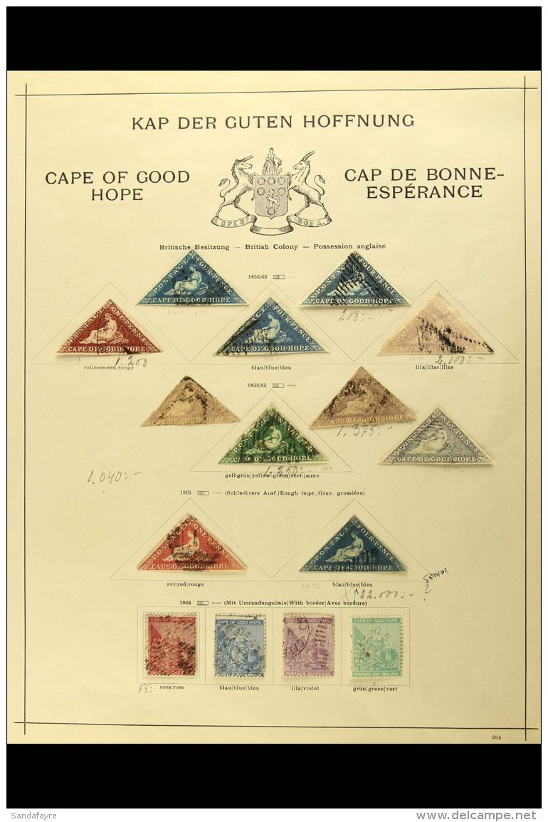 CAPE OF GOOD HOPE 1853 To 1904 OLD TIME USED COLLECTION On A Set Of Ancient Printed Pages. We See A Useful Range... - Non Classificati