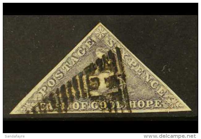 CAPE OF GOOD HOPE 1855-63 6d Slate- Lilac On Blued, SG 7c, Very Fine Used With 3 Neat Margins, Strong Crisp Colour... - Non Classificati