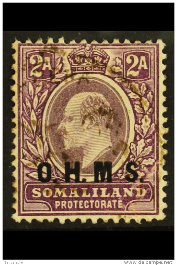 OFFICIAL 1904 2a Dull And Bright Purple With NO STOP AFTER "M" Variety, SG O12a, Very Fine Used. Very Scarce. For... - Somaliland (Protettorato ...-1959)