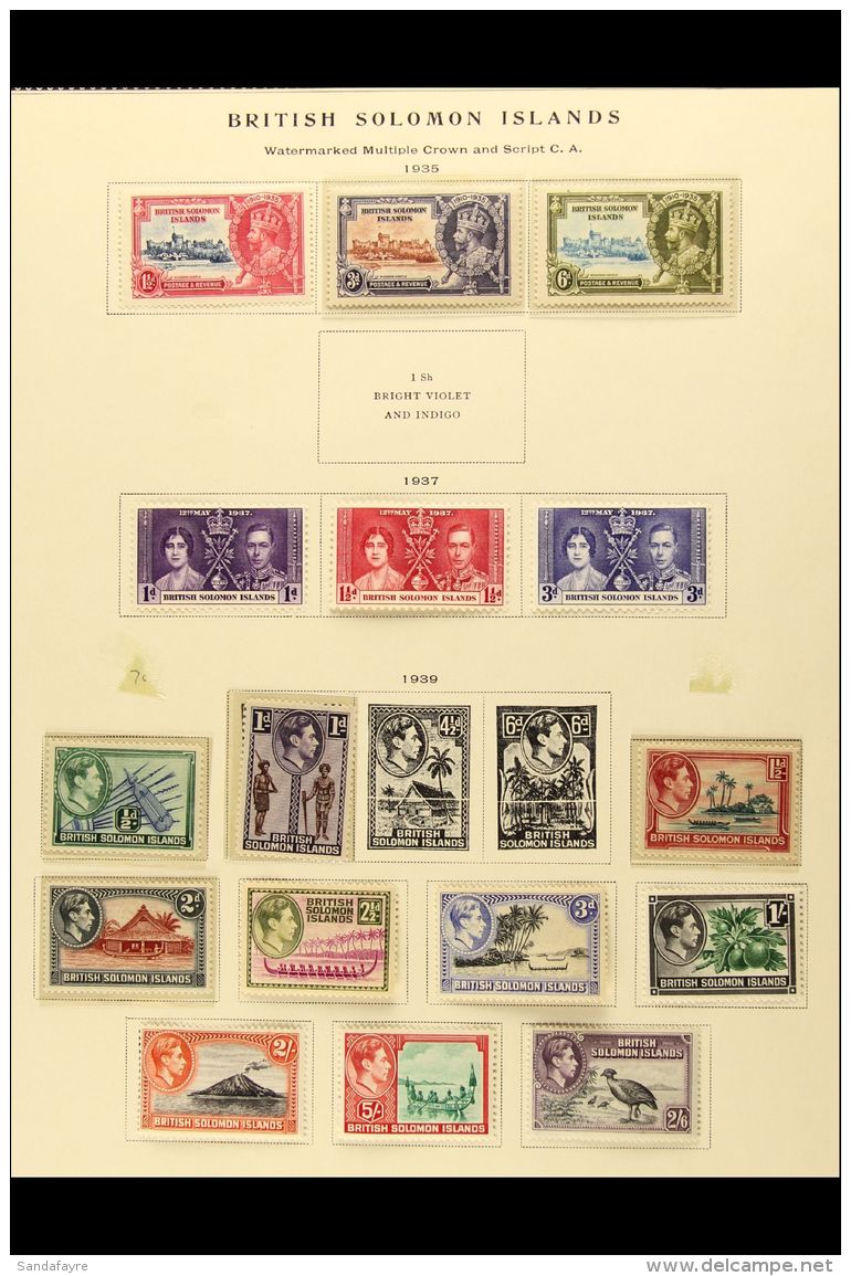 1907-56 FINE MINT COLLECTION On Printed Pages. Includes KGV To 11d, KGVI Pictorials To 2s6d &amp; 5s, 1949 Silver... - Isole Salomone (...-1978)