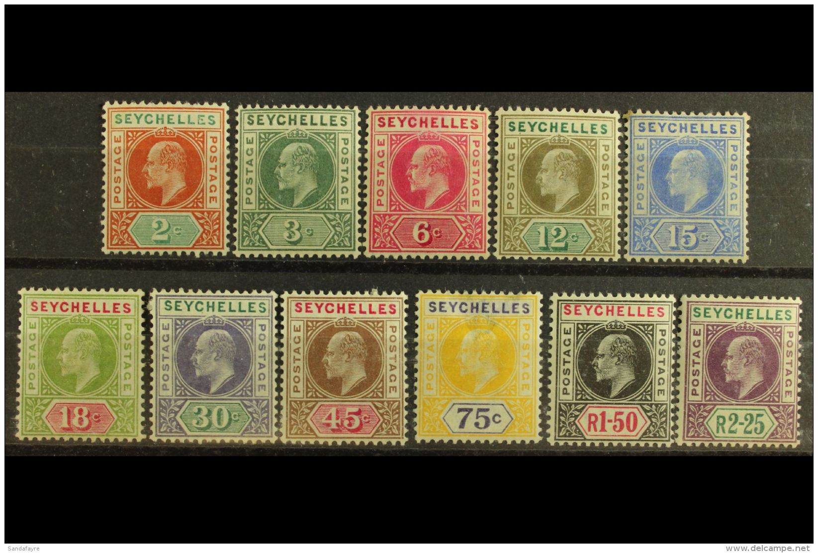 1903 KEVII Crown CA Watermark Set, SG 46/56, Mostly Fine Mint, 75c With Hinge Thin. (11 Stamps) For More Images,... - Seychelles (...-1976)