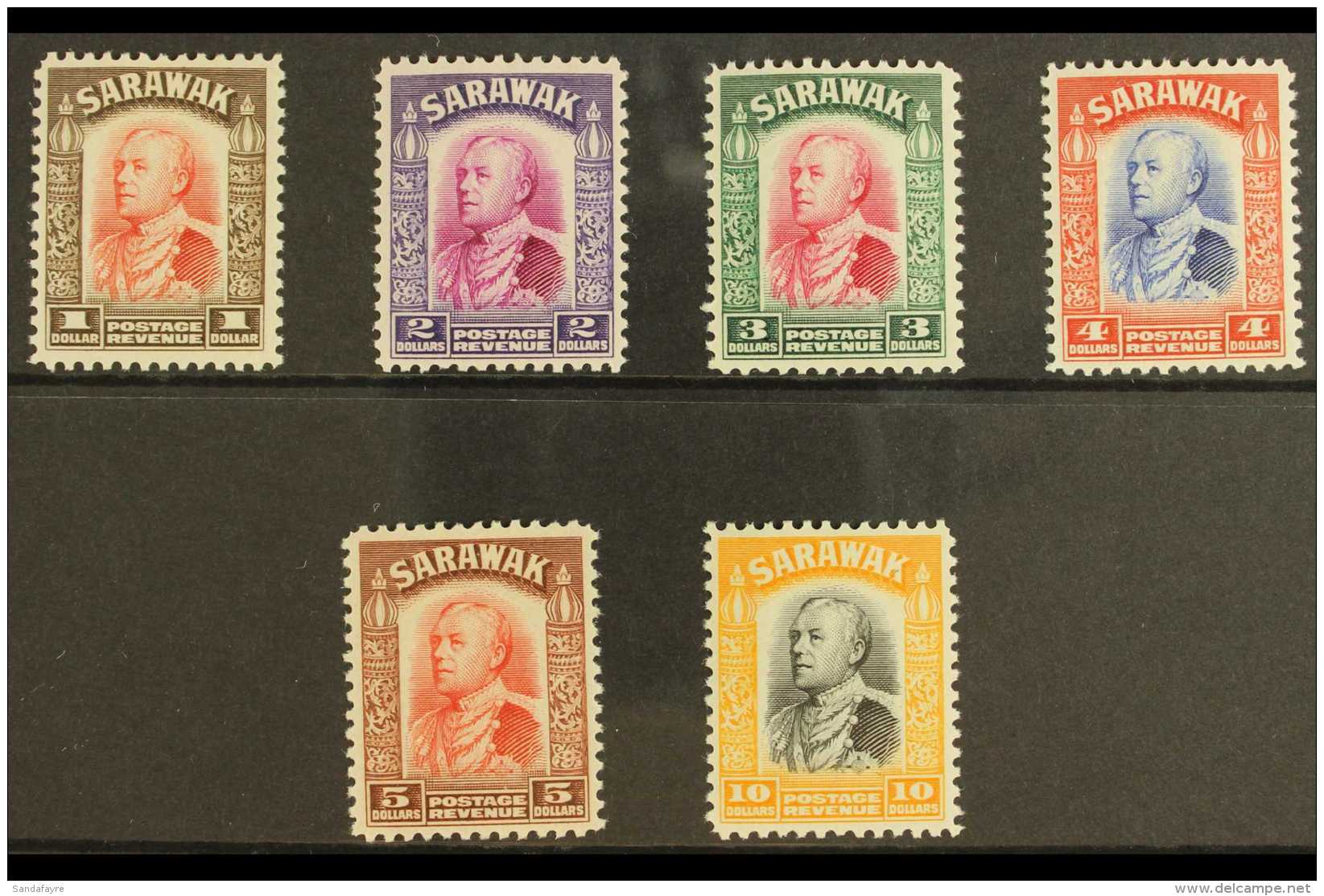 1934-41 Charles Brooke High Value Set $1- $10, SG 120/25, Very Fine Mint (6 Stamps) For More Images, Please Visit... - Sarawak (...-1963)