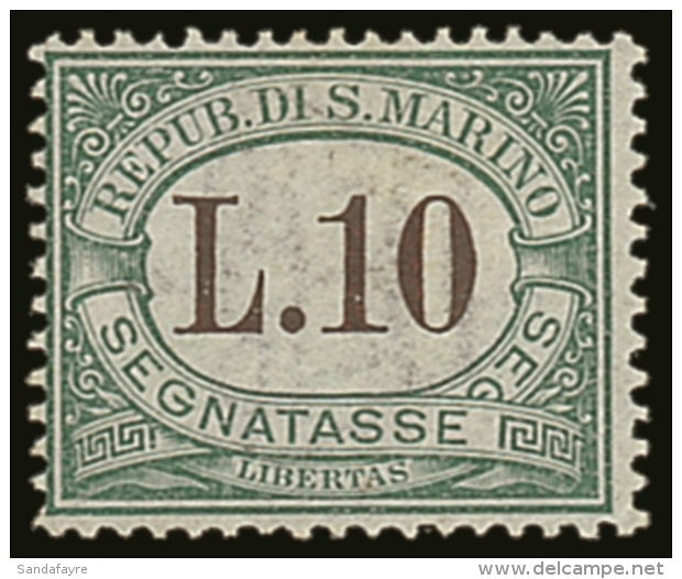 POSTAGE DUES 1924 10L Green And Brown, Sass 18, Very Fine And Fresh Mint. Cat &euro;450 (&pound;360) For More... - Altri & Non Classificati