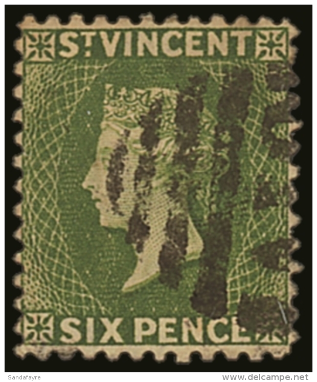 1883-85 6d Bright Green, Perf 12, 6d Bright Green, Perf 12 SG 44, Good Colour And Neat Part A10 Cancel.  SG 44,... - St.Vincent (...-1979)