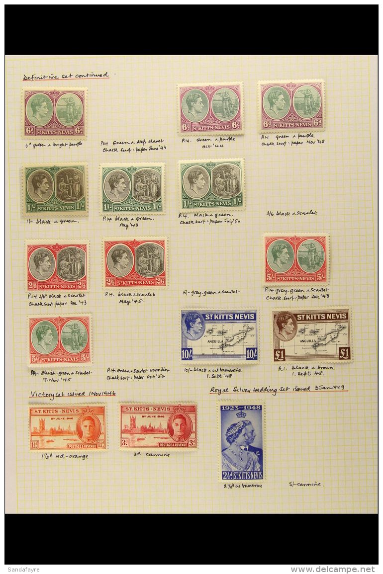 1937-52 VERY FINE MINT COLLECTION On Album Pages. Includes 1938-50 Definitive Set Plus A Strong Range Of... - St.Kitts E Nevis ( 1983-...)