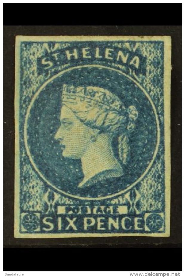 1856 6d Blue, Wmk Large Star, Imperf, SG 1, Fine Mint With 4 Good Even Margins. For More Images, Please Visit... - Isola Di Sant'Elena