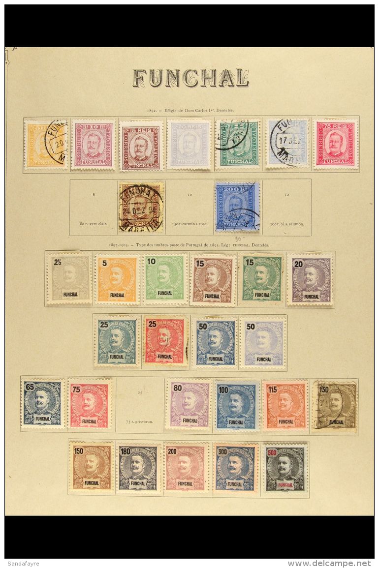 FUNCHAL 1892-1905 An Attractive Mint And Fine Used Range On A Printed Page, Incl. 1892-93 To 200r Used, 1897 To... - Altri & Non Classificati