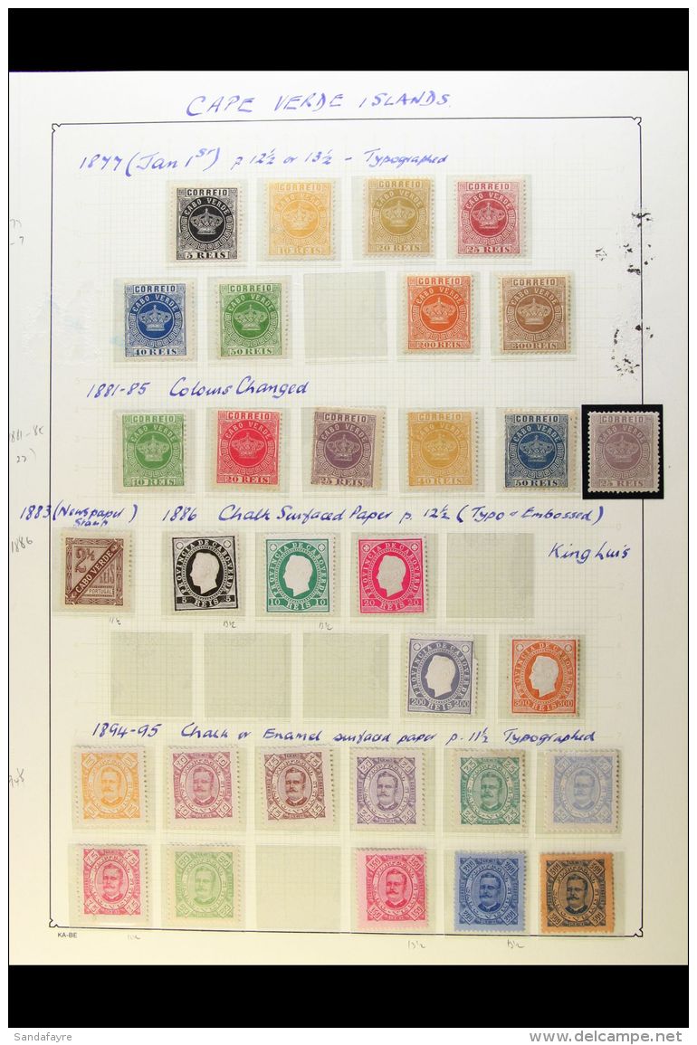 CAPE VERDE 1877-1925 FINE MINT COLLECTION In Mounts On Album Pages, All Different, Inc 1877 Set (ex 100r)... - Altri & Non Classificati