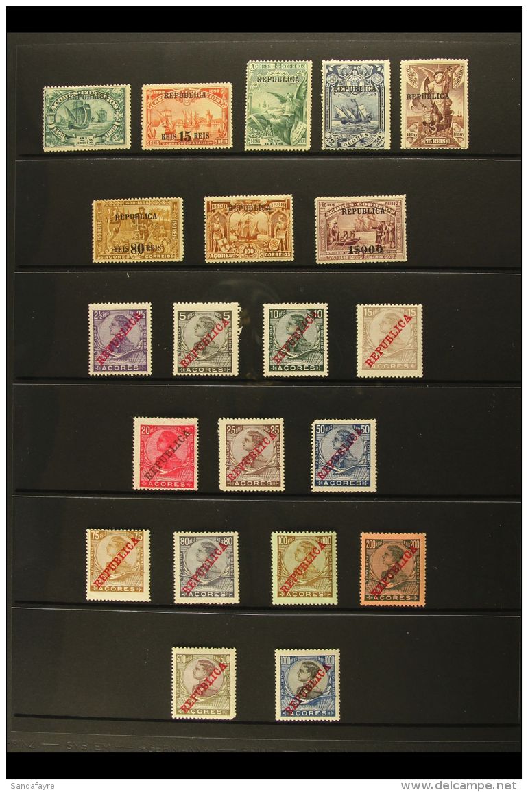 AZORES 1911-31 MINT "REPUBLIC" COLLECTION Presented On Stock Pages. Inc 1911 Opt'd Manoel Range With Most Values... - Altri & Non Classificati