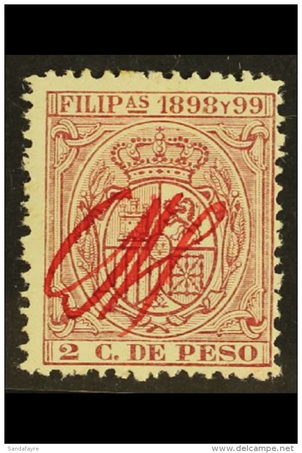 REVENUE STAMPS (U.S. ADMINISTRATION) - INTERNAL REVENUE PROVISIONAL 1898-99 2c Pale Claret Endorsed With Red... - Filippine