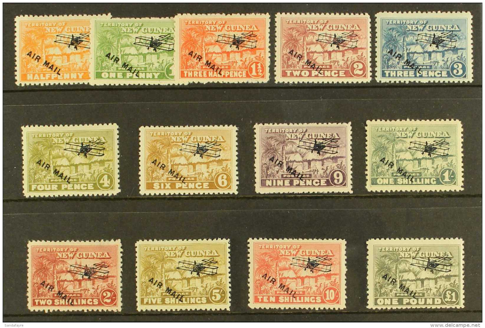 1931 Air (Native Village) Complete Set, SG 137/149, Fine Mint, The 2s With Thin At Top, All Others Incl 10s And... - Papua Nuova Guinea