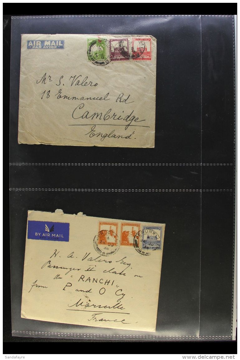 VALERO ARCHIVE 1930's Covers, Mainly Jerusalem To Cambridge, Nearly All With Contents. A Mother Writing (in... - Palestina