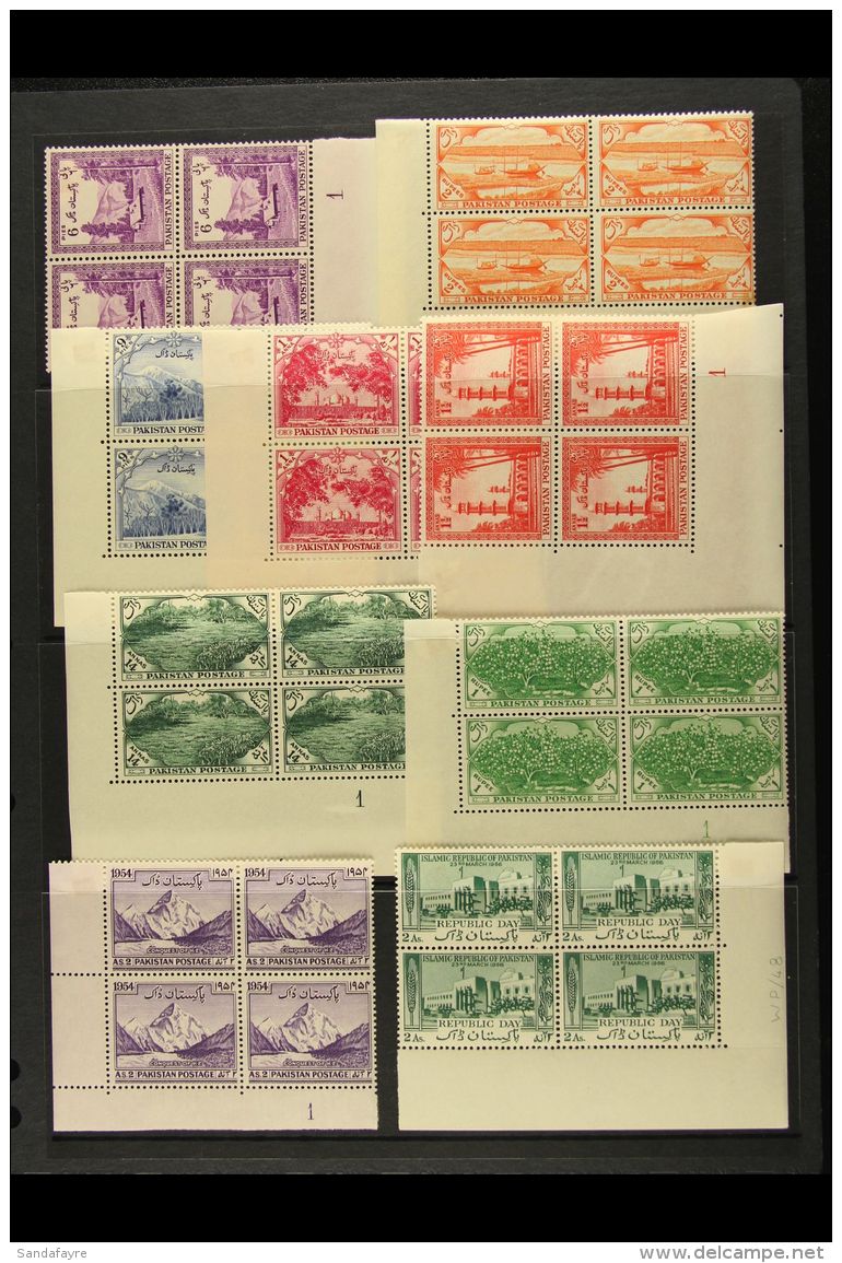 1954-57 PLATE &amp; CYLINDER BLOCKS Collection, All As Blocks Of 4 Or 6, Chiefly Never Hinged Mint. Includes 1954... - Pakistan