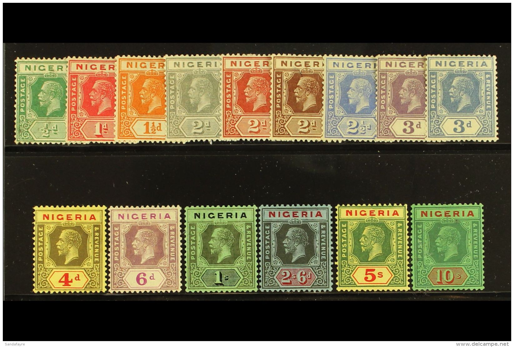 1921-32 KGV MSCA Watermark Definitive Set, SG 15/29, Fine Mint (15 Stamps) For More Images, Please Visit... - Nigeria (...-1960)