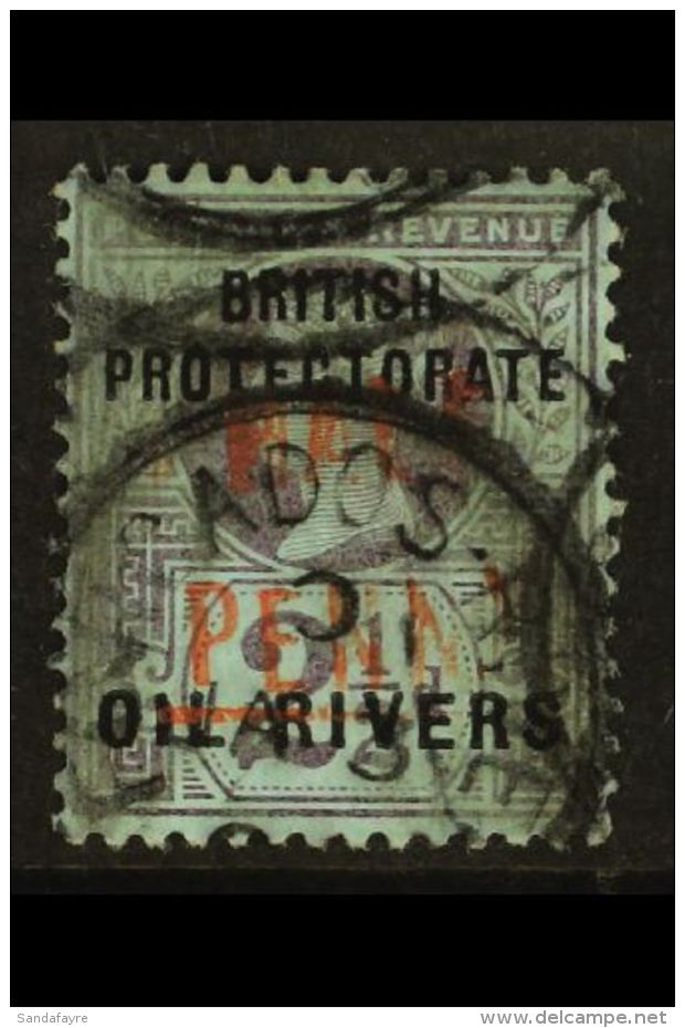 OIL RIVERS PROTECTORATE 1893 (handstamped At Old Calabar) &frac12;d On 2&frac12;d, SG 17, Used, Heavy Forcados... - Altri & Non Classificati