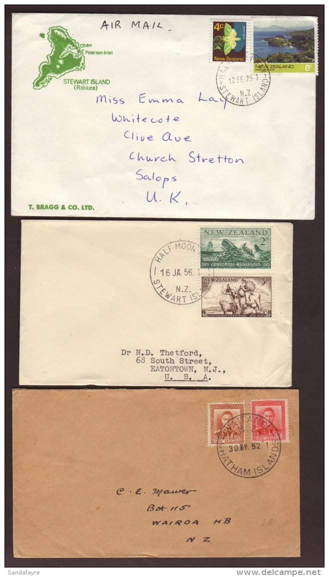 POSTMARK GROUP Selection Of Covers Bearing Island Postmarks Including, 1952 &amp; 1961 Chatham Island, 1953 &amp;... - Altri & Non Classificati