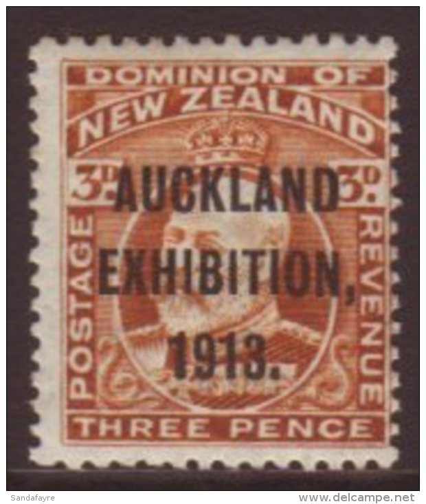 1913 3d Chestnut "Auckland Exhibition" Opt, SG 414, Mint, Centered To Right. For More Images, Please Visit... - Altri & Non Classificati