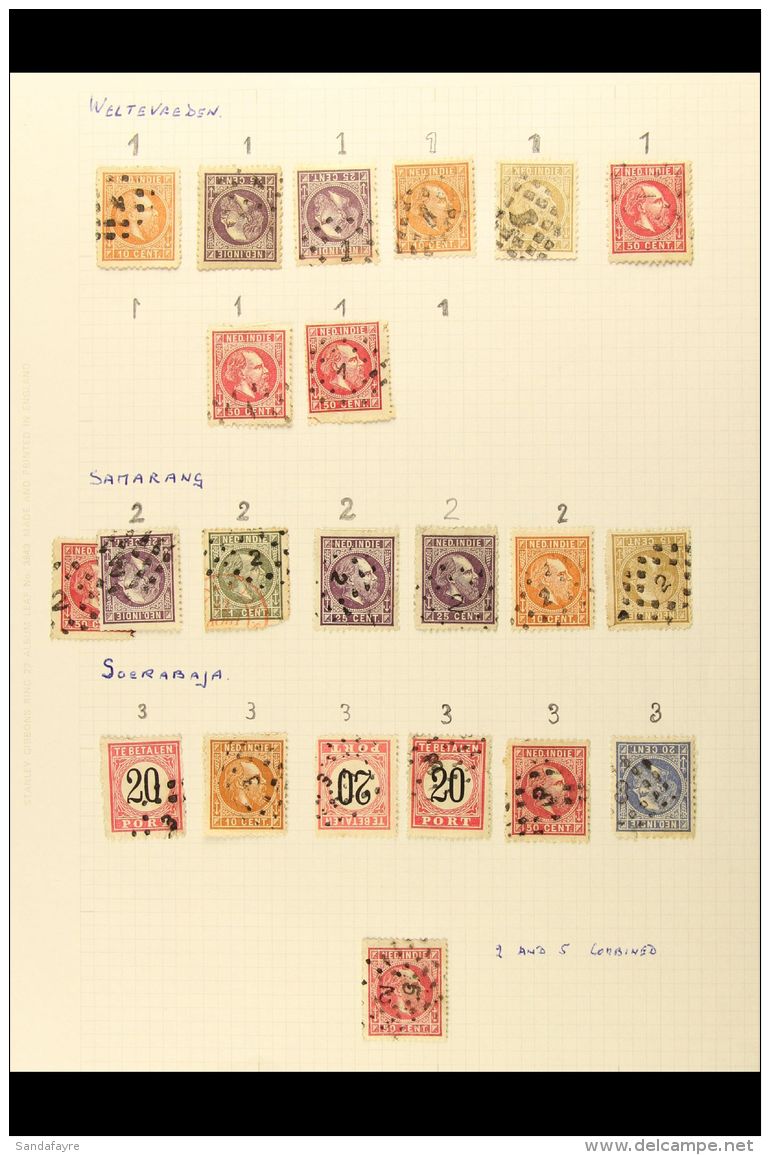 NETHERLANDS INDIES NUMERAL POSTMARKS 1870's-1880's Interesting Collection Of Numeral Cancels On The 1870-88 King... - Altri & Non Classificati