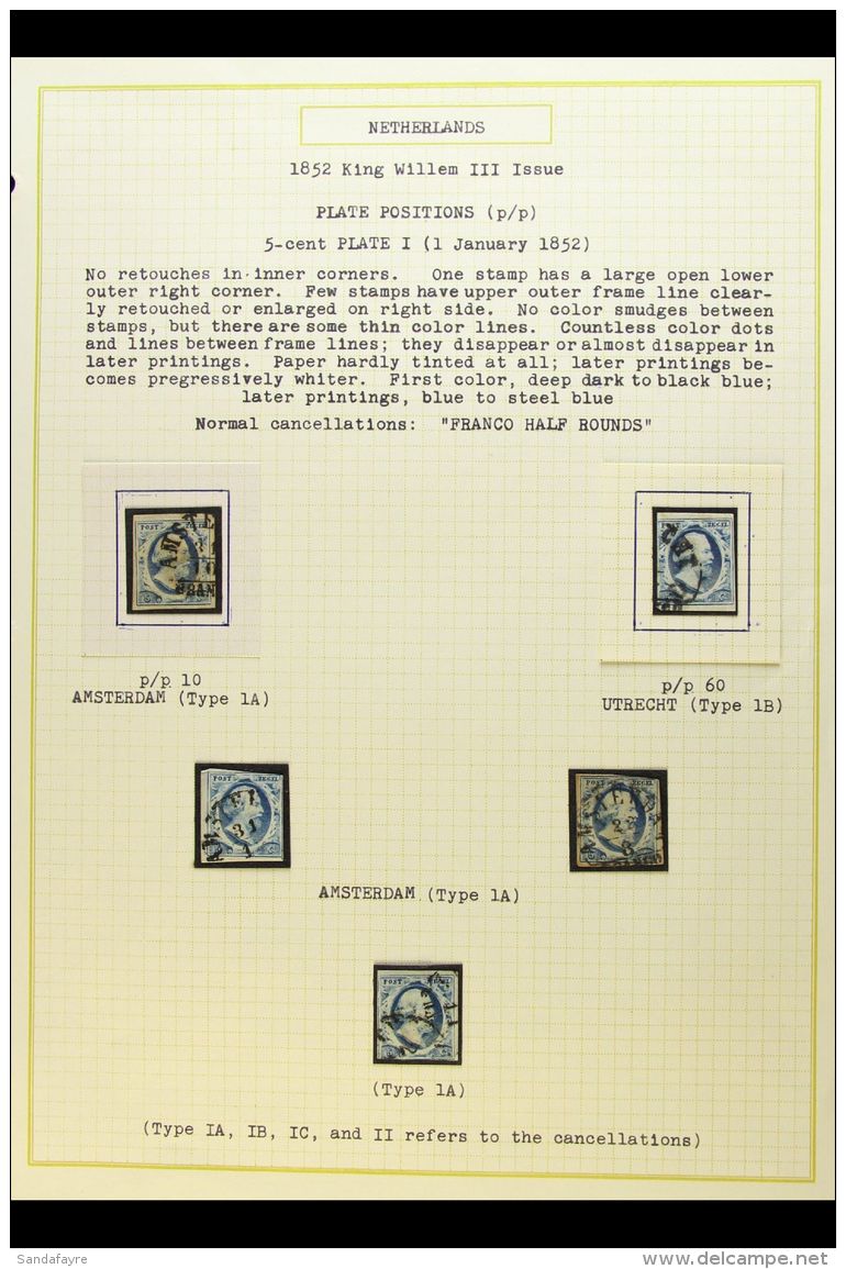 1852. WILLIAM III 5C BLUES - PLATING COLLECTION An Attractive &amp; Valuable, Specialised Collection Of Used... - Altri & Non Classificati