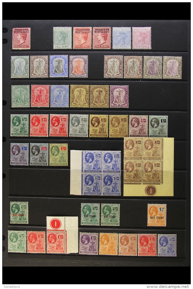 1876-1938 FINE MINT COLLECTION On Stock Pages, All Different With A Few Shades, Inc 1876-83 1d Opt, 1884-85 To 4d... - Montserrat