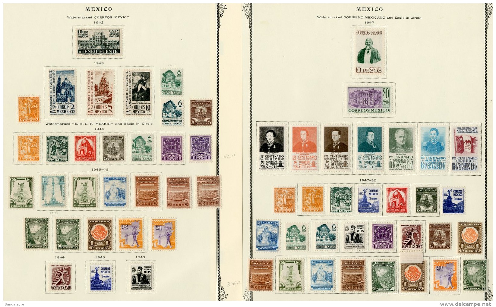 1939-1947 COMPLETE VERY FINE MINT COLLECTION Of The Postage Issues On Pages, All Different, Inc 1940 Stamp... - Messico