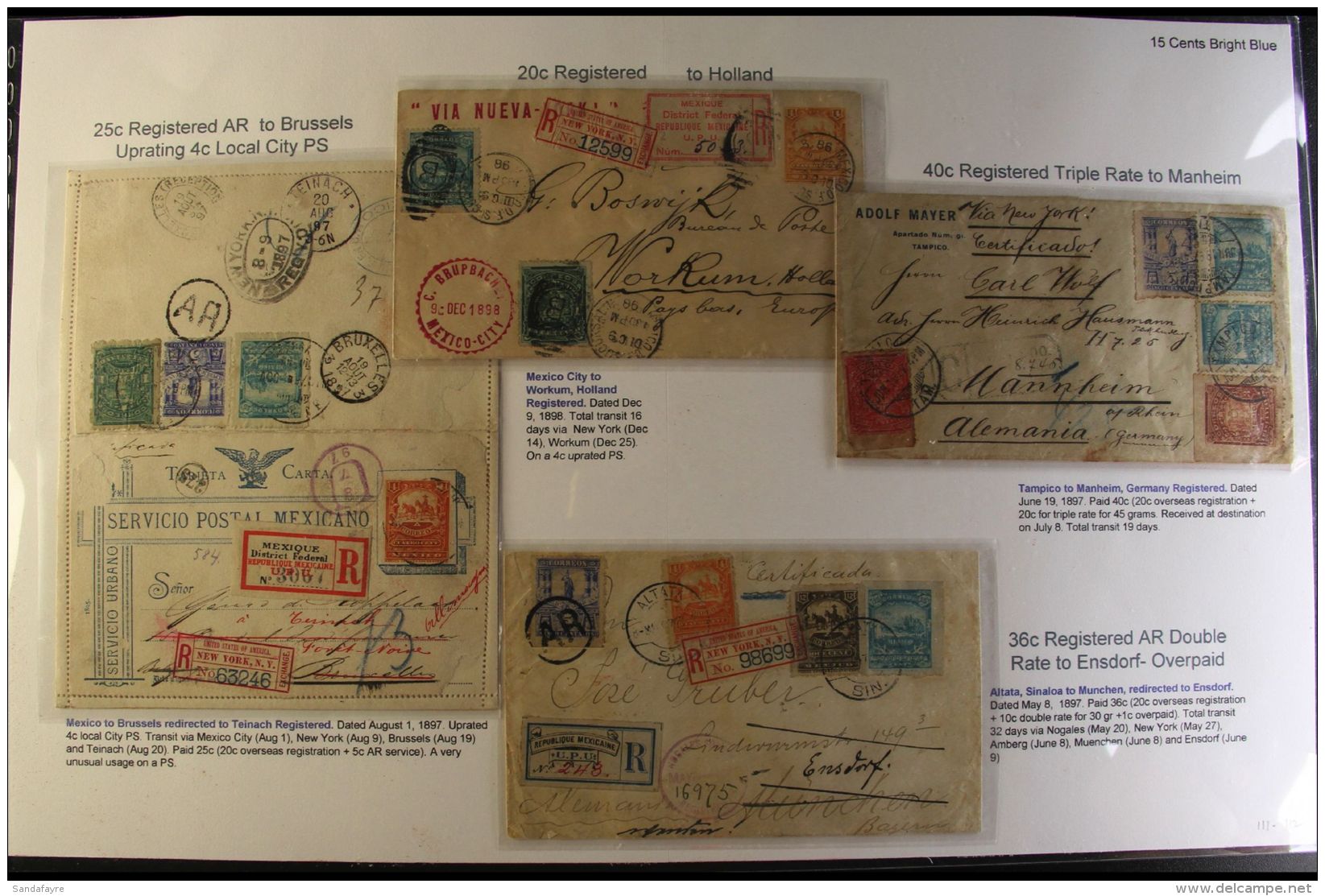 1895 TO 1898 MAIL TRANSPORTATION ISSUE ON COVERS - SPECTACULAR EXHIBITION COLLECTION. A Wonderful Collection Of... - Messico