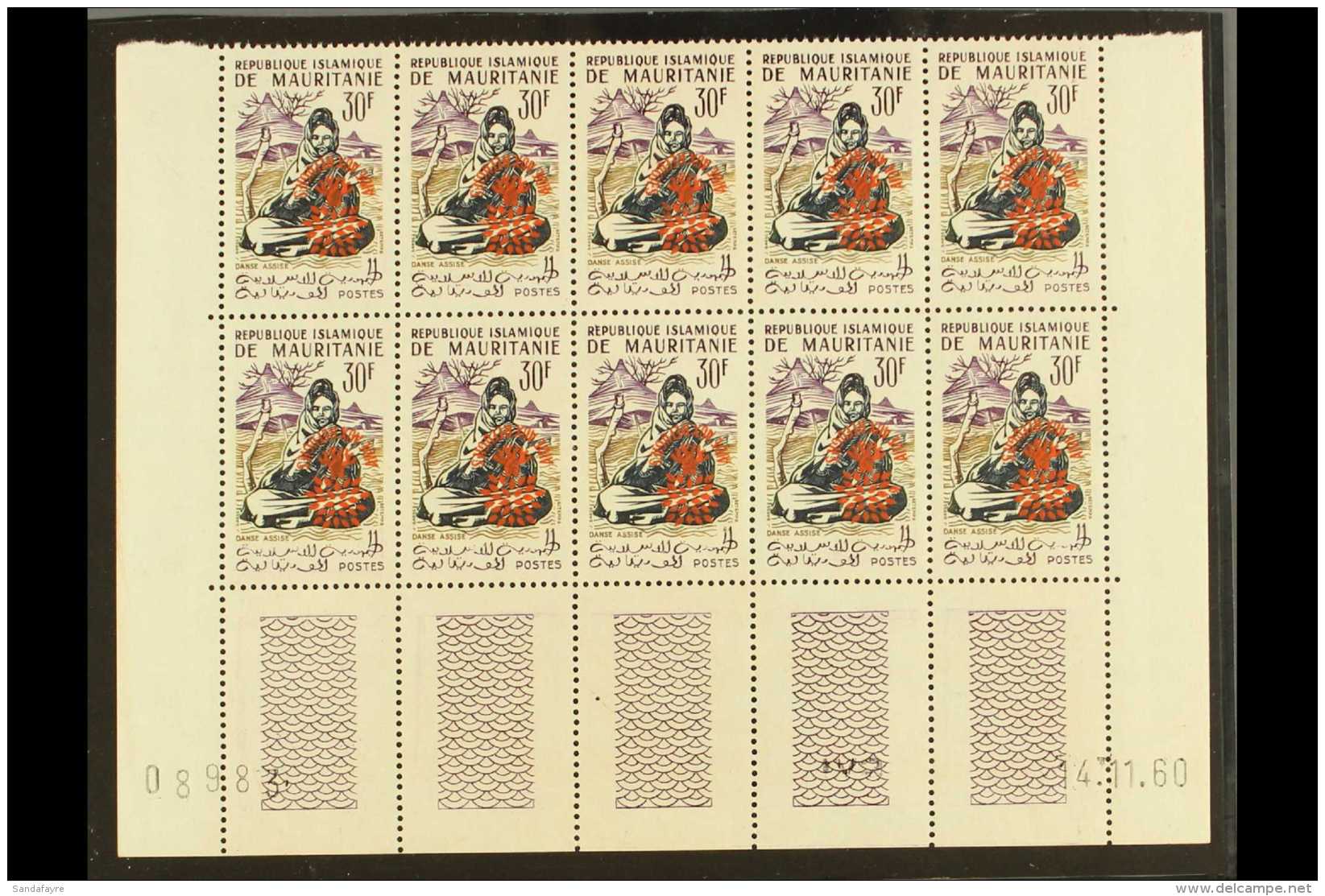 1962 Aid To Refugees 30f Woman Yv. 154E, Lower Two Rows Of Five, With Margins To Three Sides Incl. Date Imprint,... - Altri & Non Classificati