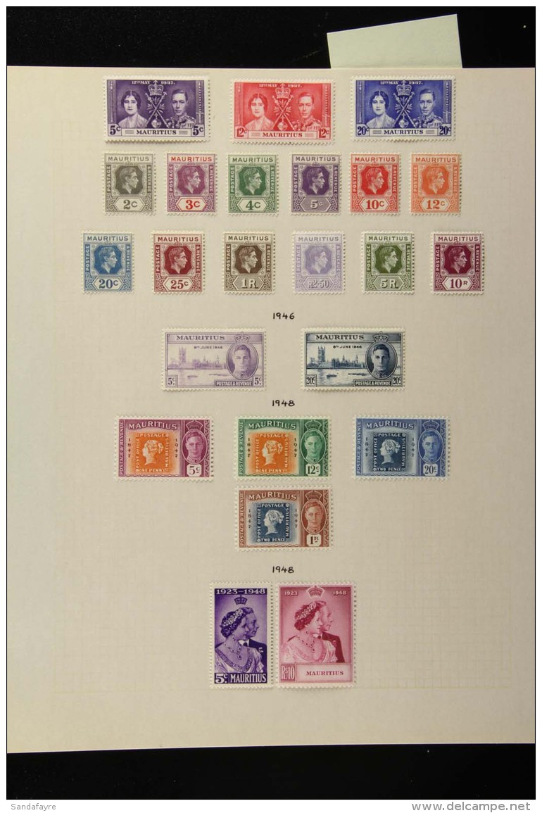 1937-50 MINT KGVI COMPLETE COLLECTION On Album Pages. Complete From Coronation To 1950 Defin Set, SG 249/90, Very... - Mauritius (...-1967)