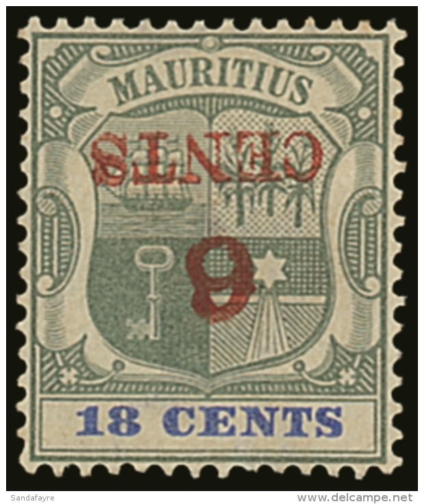 1899 6c On 18c Green And Ultramarine With SURCHARGE INVERTED, SG 134a, Fine Mint.  For More Images, Please Visit... - Mauritius (...-1967)