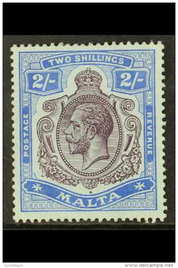 1921 2s Dull Purple And Blue On Grey-blue, SG 86g, Very Fine Mint. For More Images, Please Visit... - Malta (...-1964)