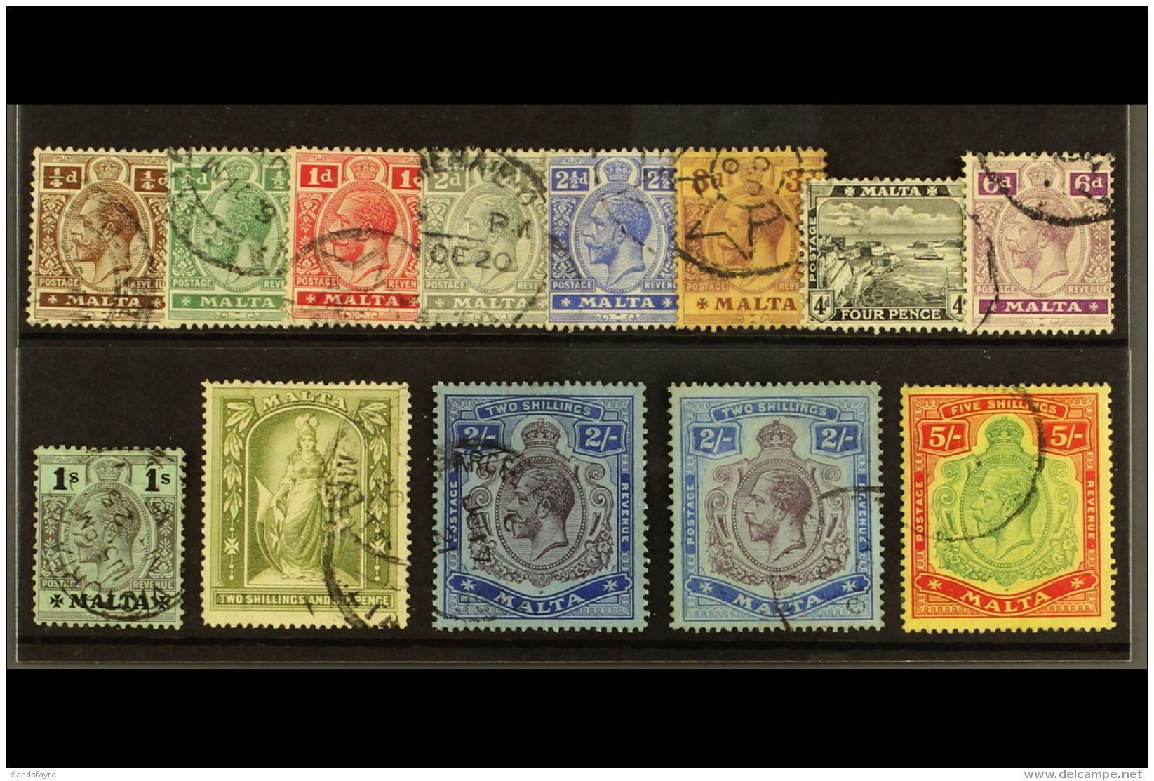 1914-21 (wmk Mult Crown CA) Complete Set, SG 69/88, Plus 2s Additional Listed Shade (SG 86g), Fine/very Fine Used.... - Malta (...-1964)