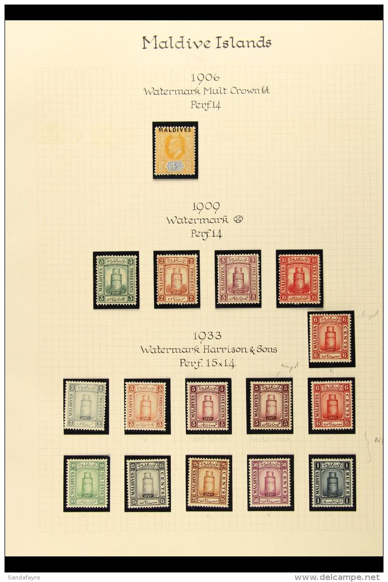 1906-1965 VERY FINE MINT &amp; NHM COLLECTION In Hingeless Mounts On Leaves, ALL DIFFERENT, Many Stamps Are Never... - Maldive (...-1965)