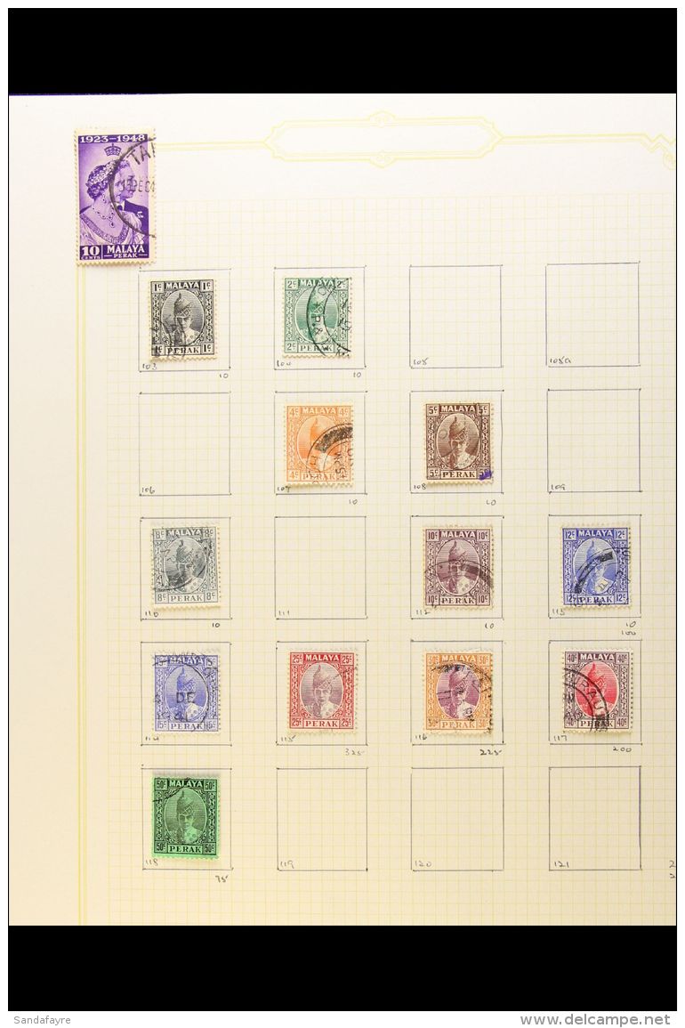 PERAK 1938-85 USED COLLECTION On Album Pages. Includes 1938-41 Iskandar Range To 50c, 1950-56 Set, 1957 Pictorial... - Altri & Non Classificati