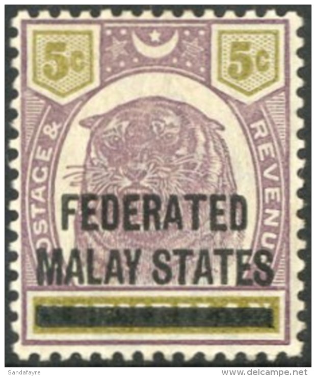 FEDERATED MALAY STATES 1900 5c Dull Purple And Olive Yellow Opt'd On Negri Sembilan, SG 4, Very Fine Mint. For... - Altri & Non Classificati