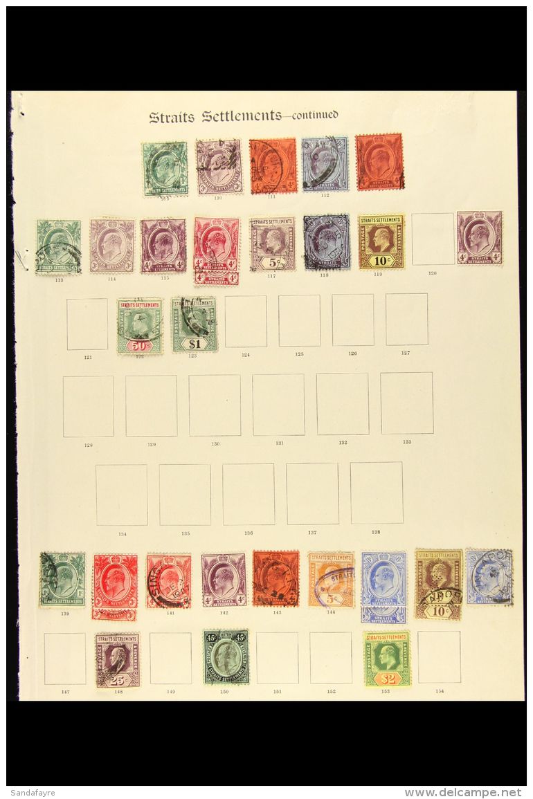 1902-36 MINT &amp; USED Collection On Old Imperial Printed Pages. Inc KEVII Ranges To $2 Mint &amp; Used, KGV To... - Straits Settlements