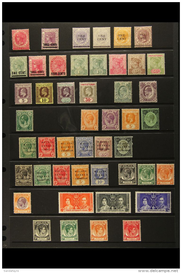 1892-1941 MINT COLLECTION On A Stock Page. Includes A Small QV Selection To 50c, KEVII To 30c, KGV Includes... - Straits Settlements