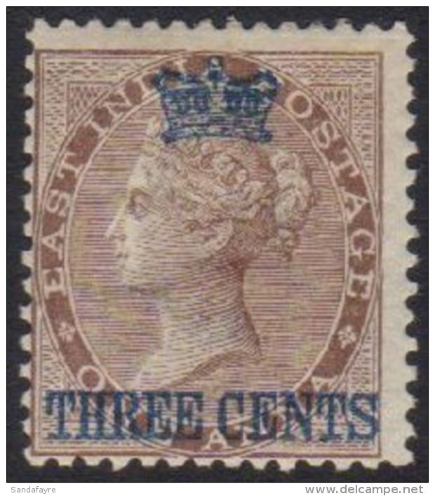 1867 3c On 1a Deep Brown, SG.3, Fine Mint, Fresh Stamp. For More Images, Please Visit... - Straits Settlements