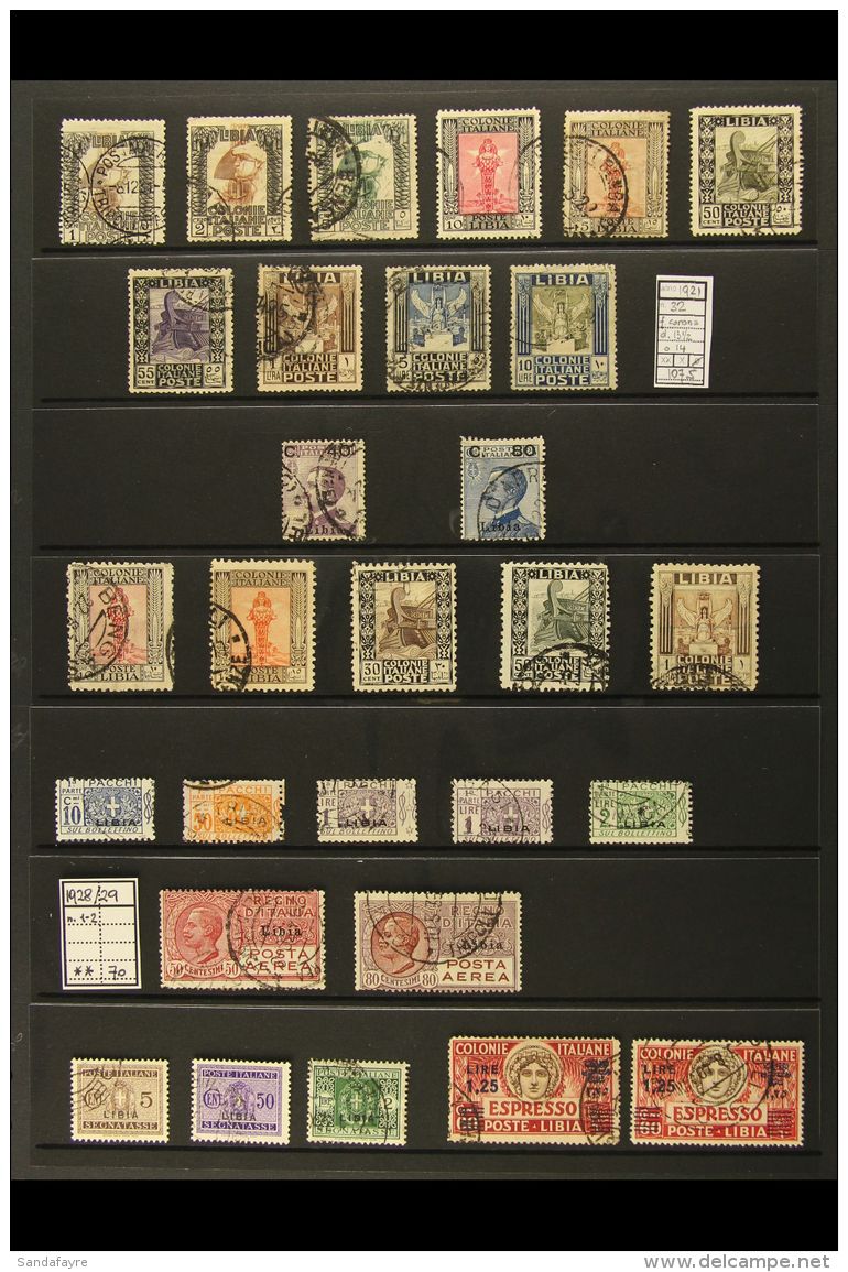 LIBYA 1915-50 USED SELECTION On Stock Pages. Includes 1921 Pittorica Range With Most Values To 10L Incl 1L And 5L,... - Libia